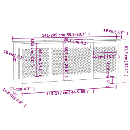 Radiatordeksel MDF svart 205 cm