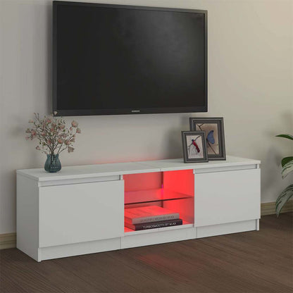 TV-Møbel Hvit TV-benk med LED-lys 120x30x36 cm
