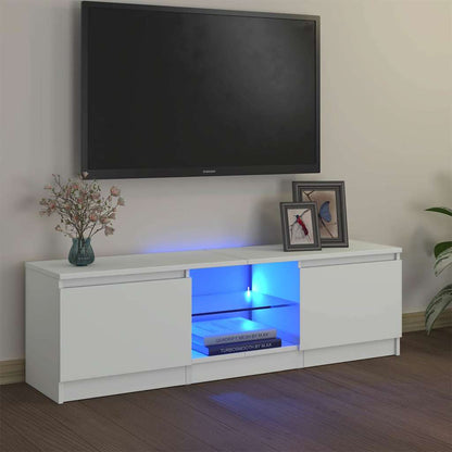 TV-Møbel Hvit TV-benk med LED-lys 120x30x36 cm