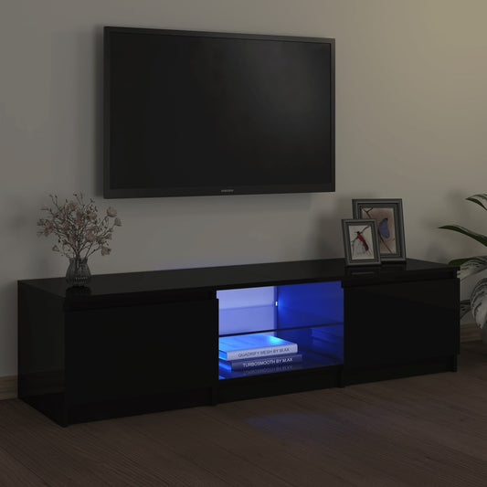 TV-Møbel Svart Tv-benk med LED-lys 140x40x35,5 cm