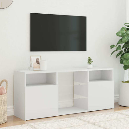 TV-Møbel Hvit TV-benk med LED-lys 120x30x50 cm
