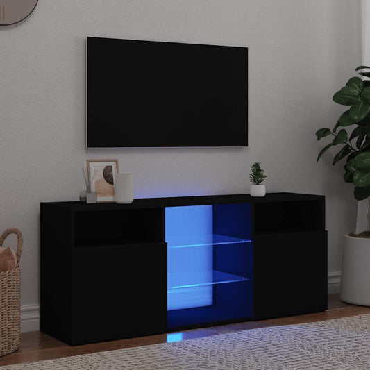 TV-Møbel Svart TV-benk med LED-lys 120x30x50 cm