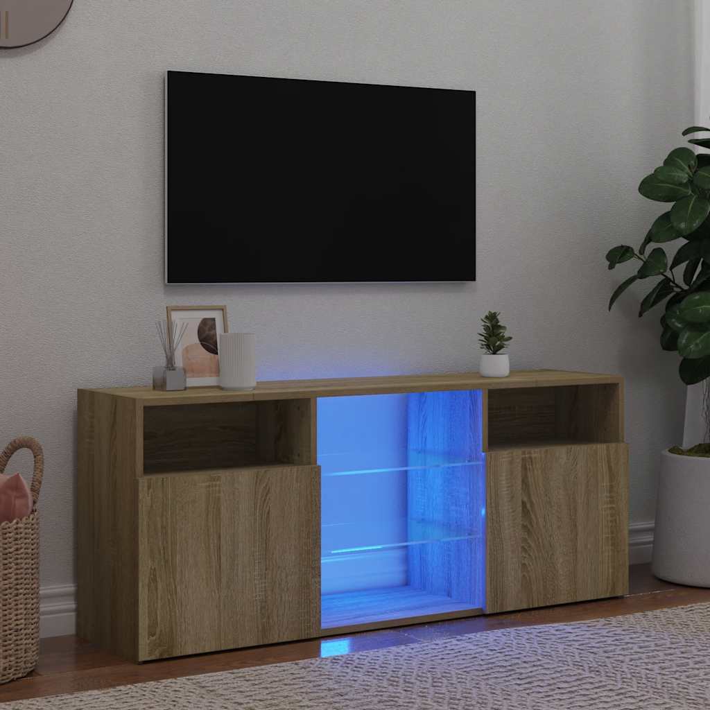 TV-Møbel Sonoma Eik TV-benk med LED-lys 120x30x50 cm