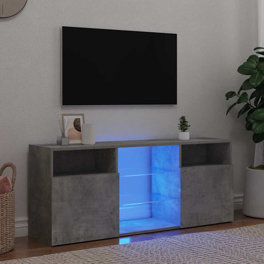 TV-Møbel Betonggrå TV-benk med LED-lys 120x30x50 cm