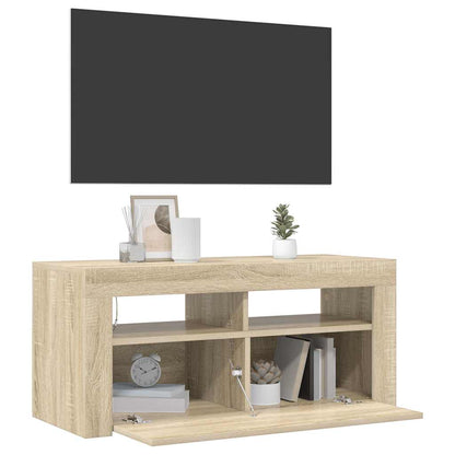TV-Møbel Sonoma Eik TV-benk med LED-lys 90x35x40 cm