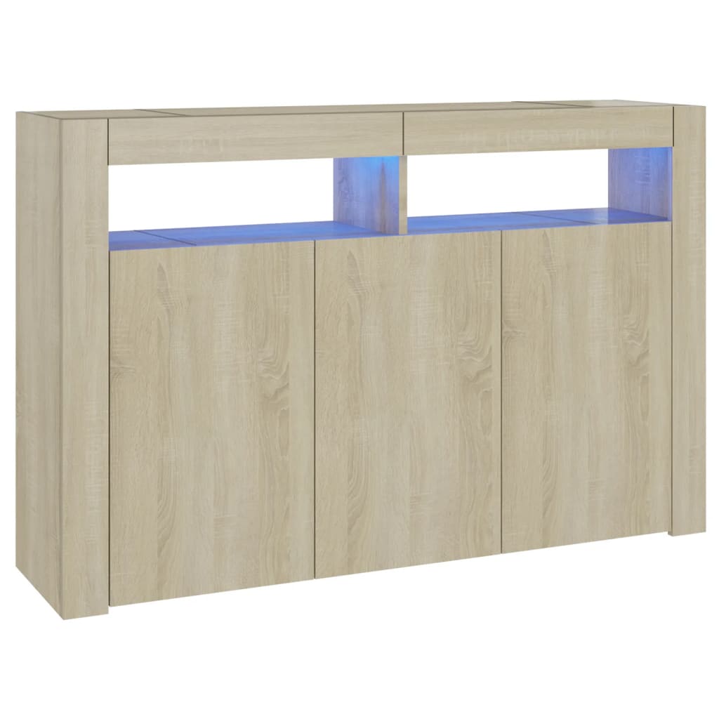 Skjenk Sonoma Eik med LED-lys 115,5x30x75 cm