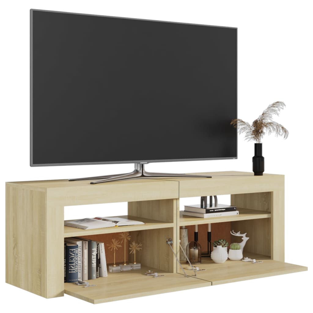 TV-Møbel Sonoma Eik TV-benk med LED-lys 120x35x40 cm