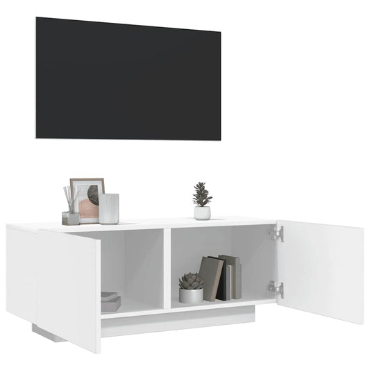 TV-benk hvit 100x35x40 cm konstruert tre