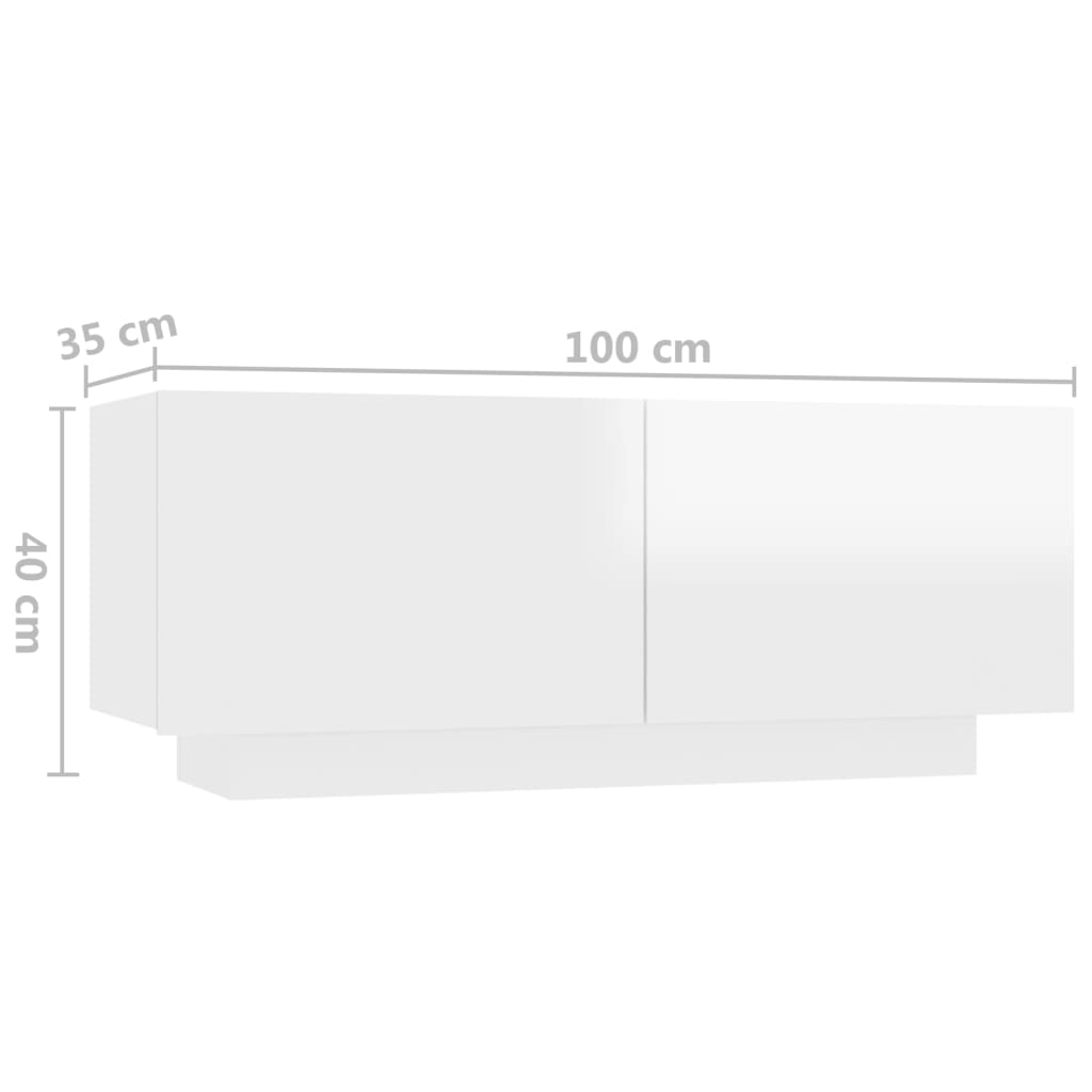 TV-benk hvit høyglans 100x35x40 cm konstruert tre