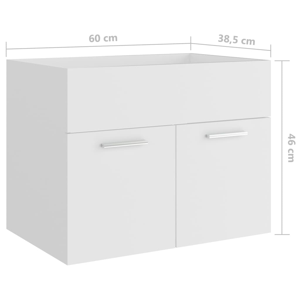 Baderomsservantskap hvit 60x38,5x46 cm sponplate