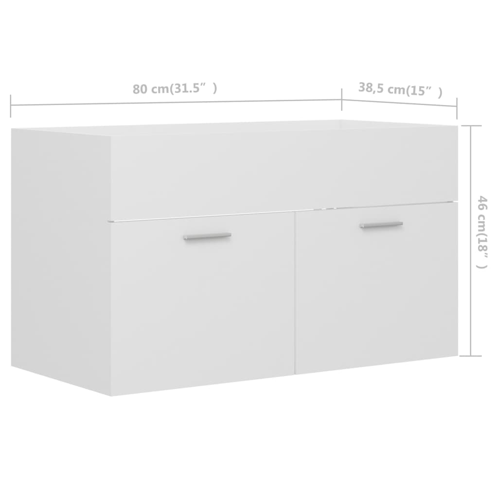 Baderomsservantskap hvit 80x38,5x46 cm sponplate