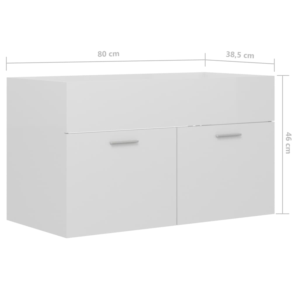 Baderomsservantskap hvit høyglans 80x38,5x46 cm sponplate