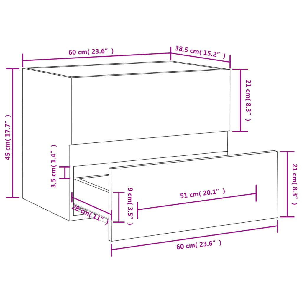 Baderomsservantskap sonoma eik 60x38,5x45 cm sponplate