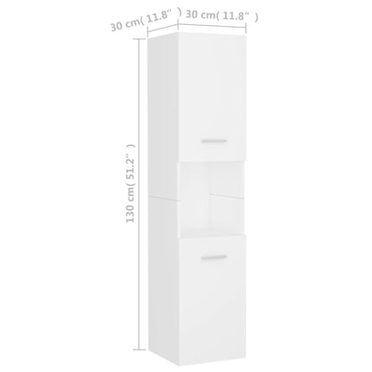 Baderomsskap hvit 30x30x130 cm sponplate