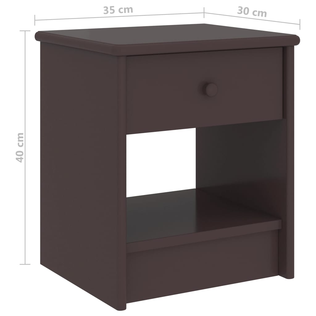 Nattbord Sengbord mørkebrun 35x30x40 cm heltre furu