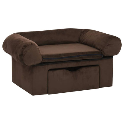 Hundeseng Hundesofa med skuff Brun 75x50x38 cm plysj