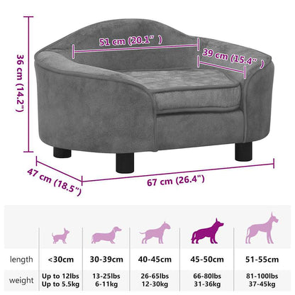 Hundeseng Hundesofa Grå 67x47x36 cm plysj