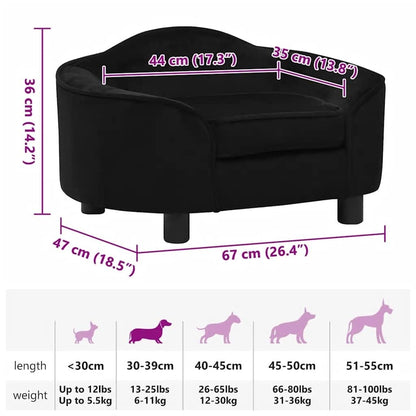 Hundeseng Hundesofa Svart 67x47x36 cm plysj
