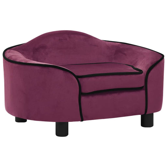 Hundeseng Hundesofa burgunder 67x47x36 cm plysj