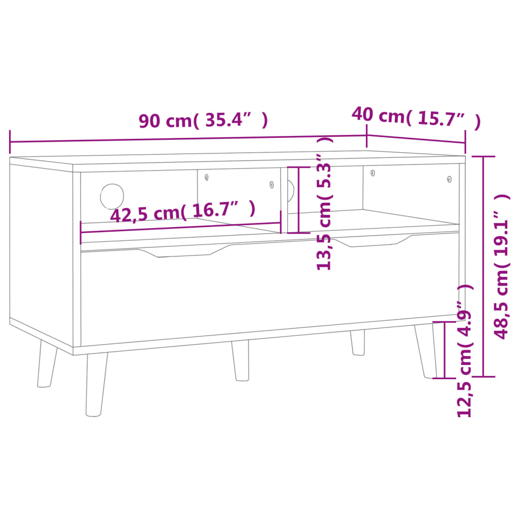 TV-benk betonggrå 90x40x48,5 cm konstruert tre