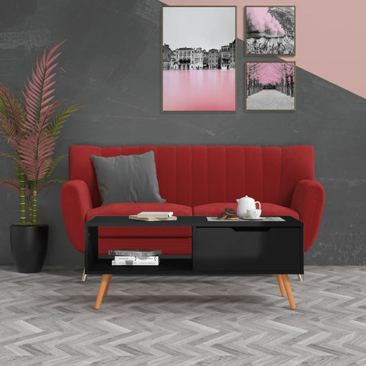 Salongbord Sofabord Høyglans Svart 100x49,5x43 cm