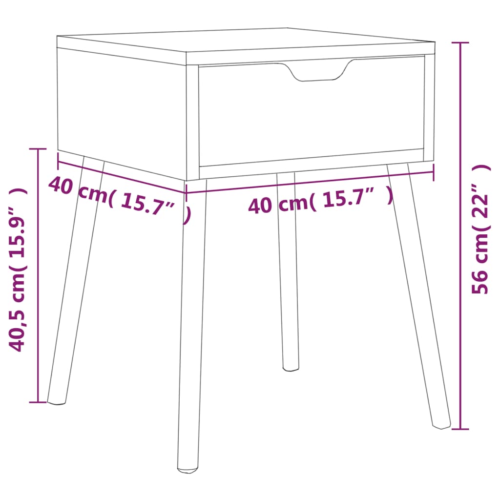 Nattbord Sengbord betonggrå 40x40x56 cm konstruert tre