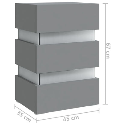 Nattbord Sengbord-LED grå 45x35x67 cm konstruert tre