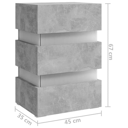 Nattbord Sengbord-LED betonggrå 45x35x67 cm konstruert tre