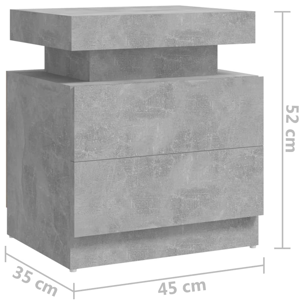 Nattbord Sengbord betonggrå 45x35x52 cm sponplate