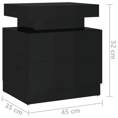 Nattbord Sengbord høyglans svart 45x35x52 cm konstruert tre