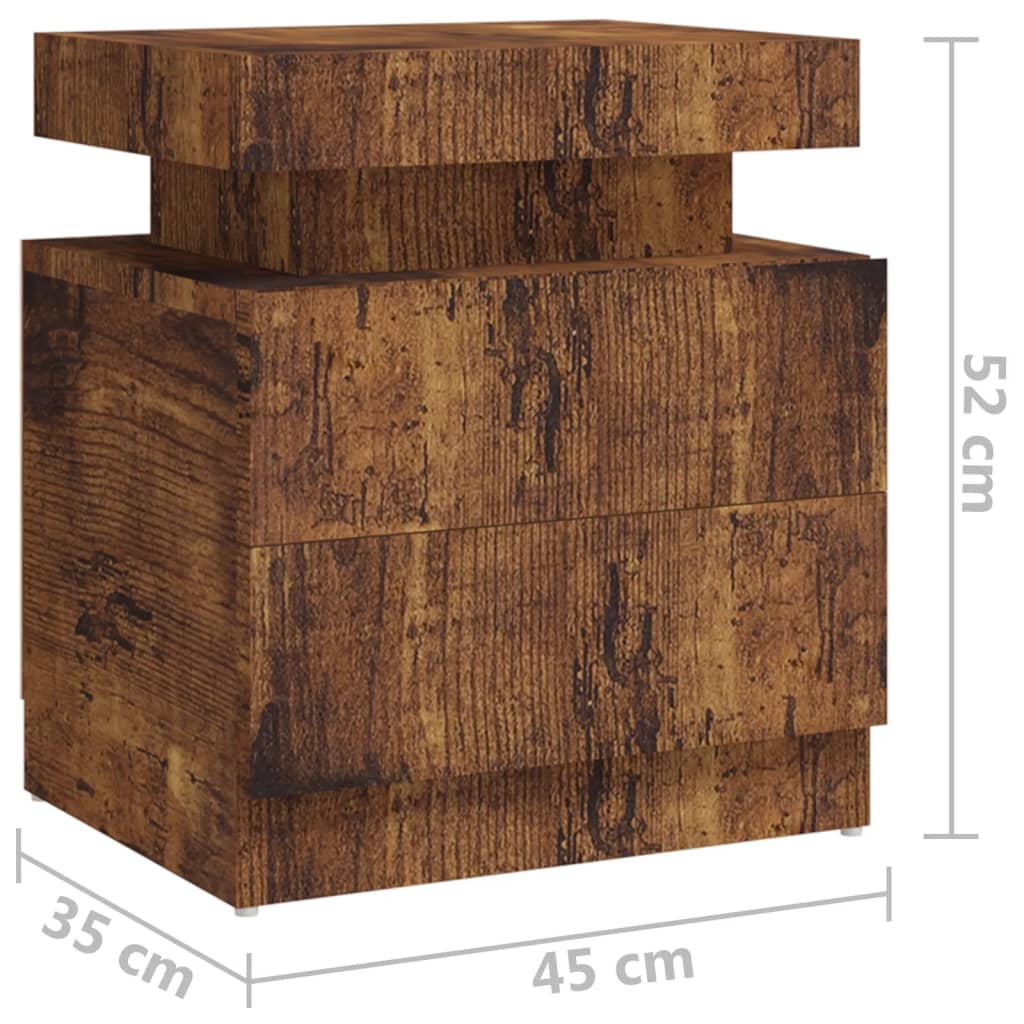 Nattbord Sengbord røkt eik 45x35x52 cm sponplate