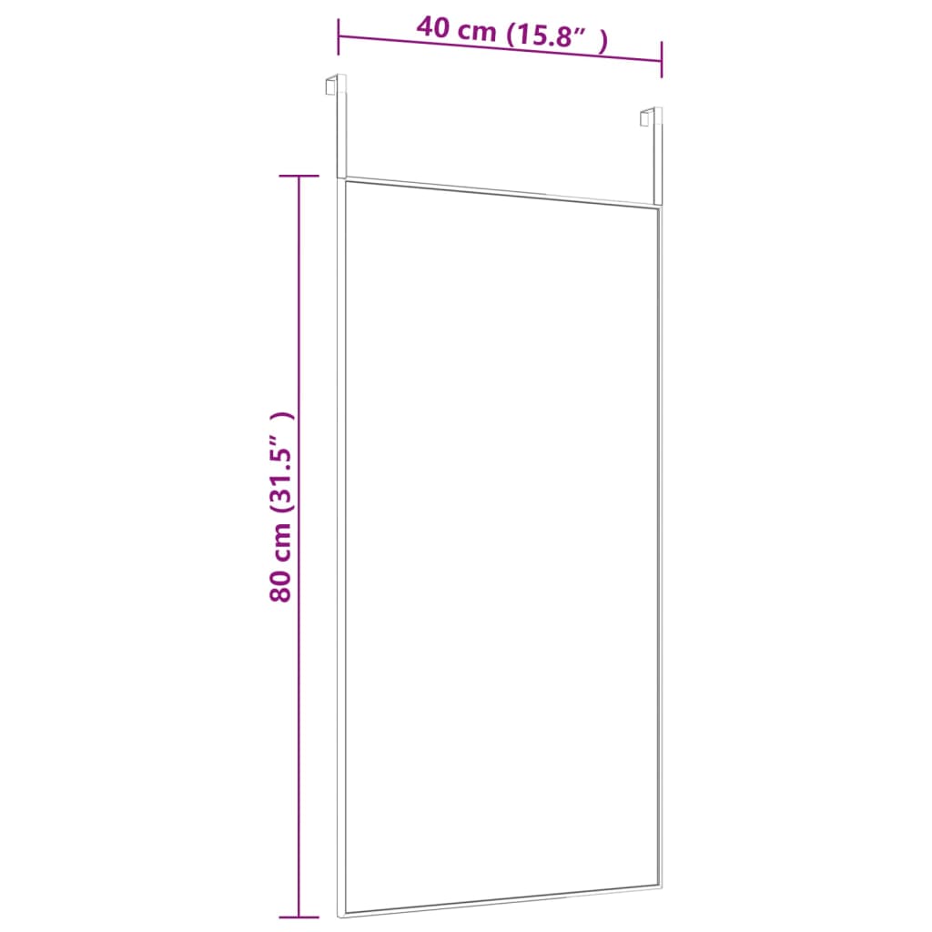 Veggspeil DørVeggspeil svart 40x80 cm glass og aluminium