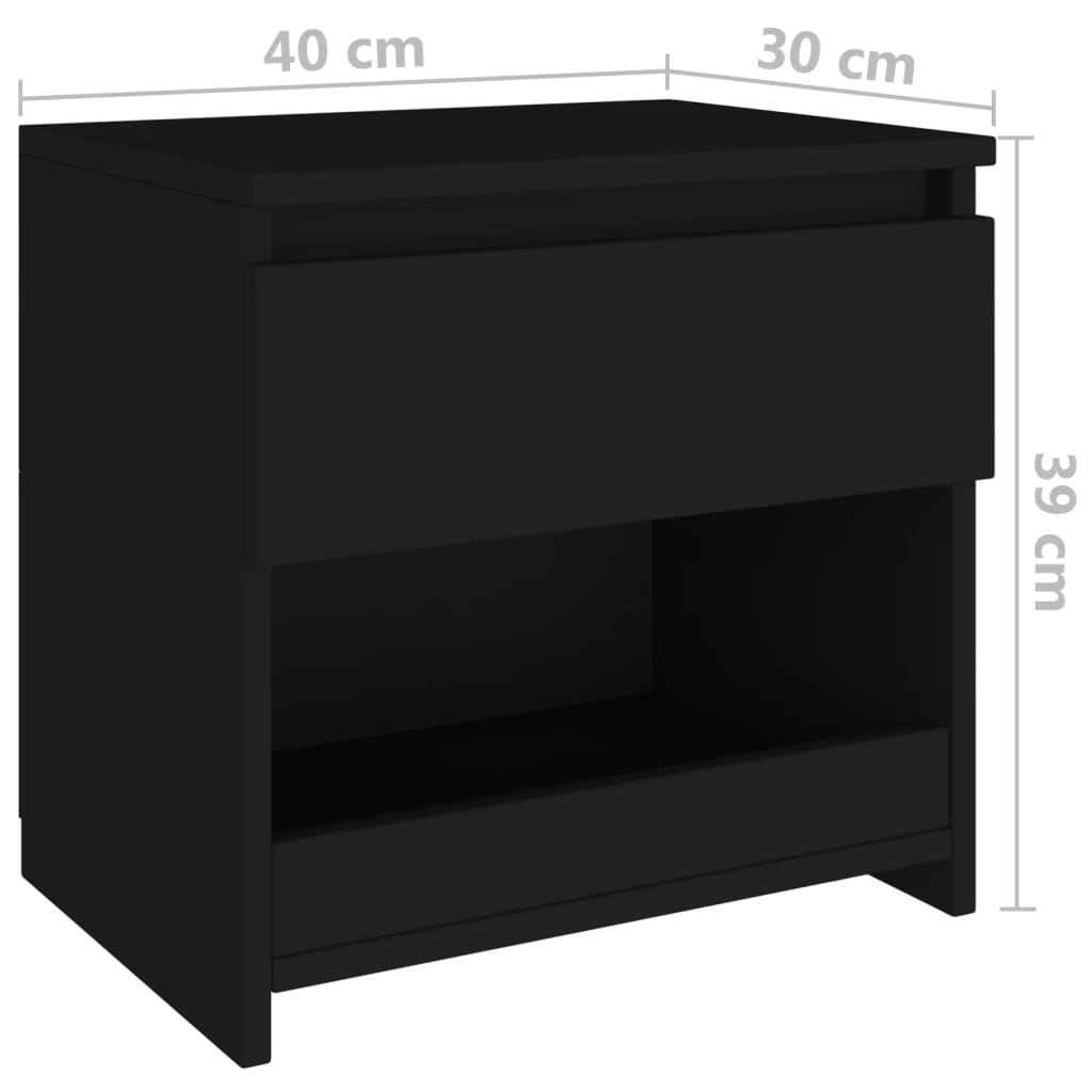 Nattbord Sengbord svart 40x30x39 cm konstruert tre