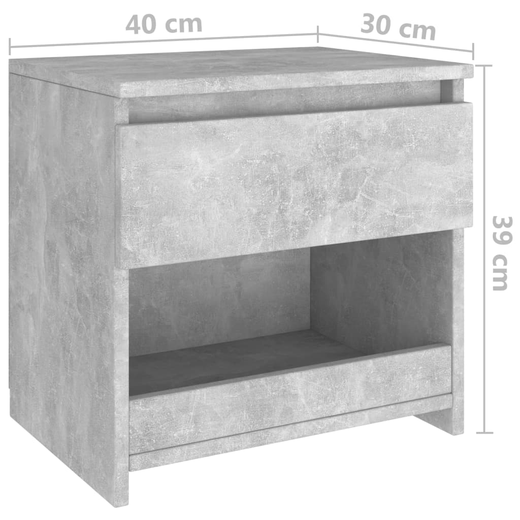 Nattbord Sengbord betonggrå 40x30x39 cm konstruert tre