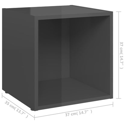 TV-benk grå høyglans 37x35x37 cm konstruert tre