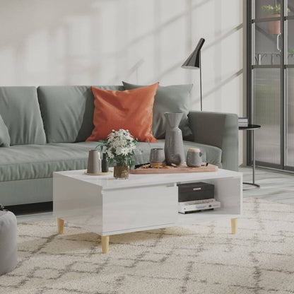 Salongbord Sofabord Høyglans Hvit 90x60x35 cm