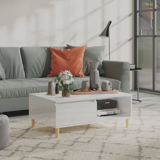 Salongbord Sofabord Høyglans Hvit 90x60x35 cm