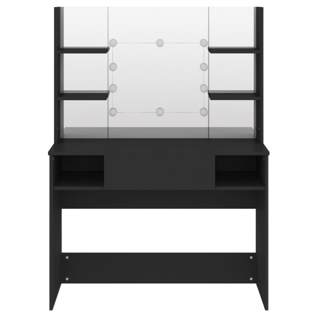 Sminkebord Svart LED 100x40x135 cm