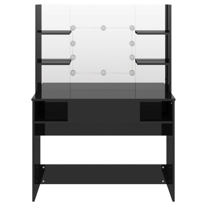 Sminkebord Svart LED 100x40x135 cm