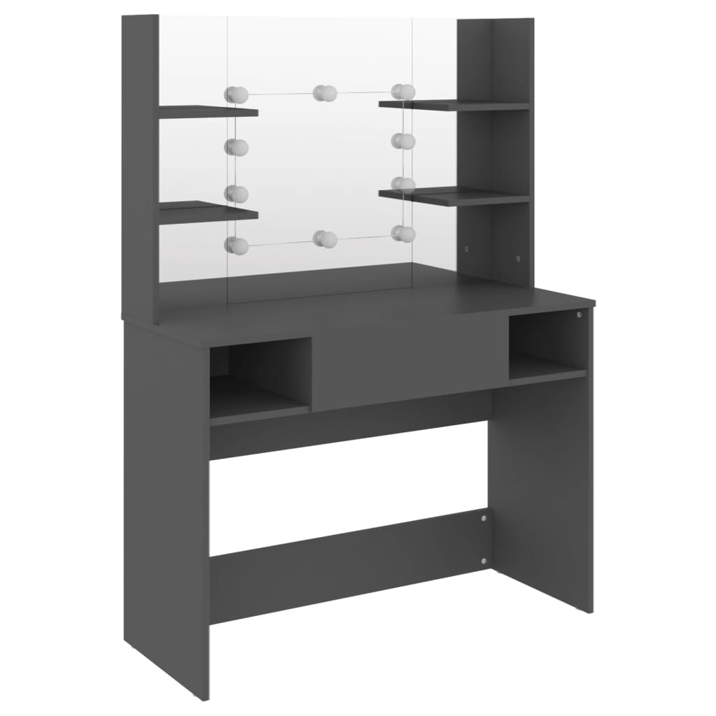 Sminkebord Grå LED 100x40x135 cm