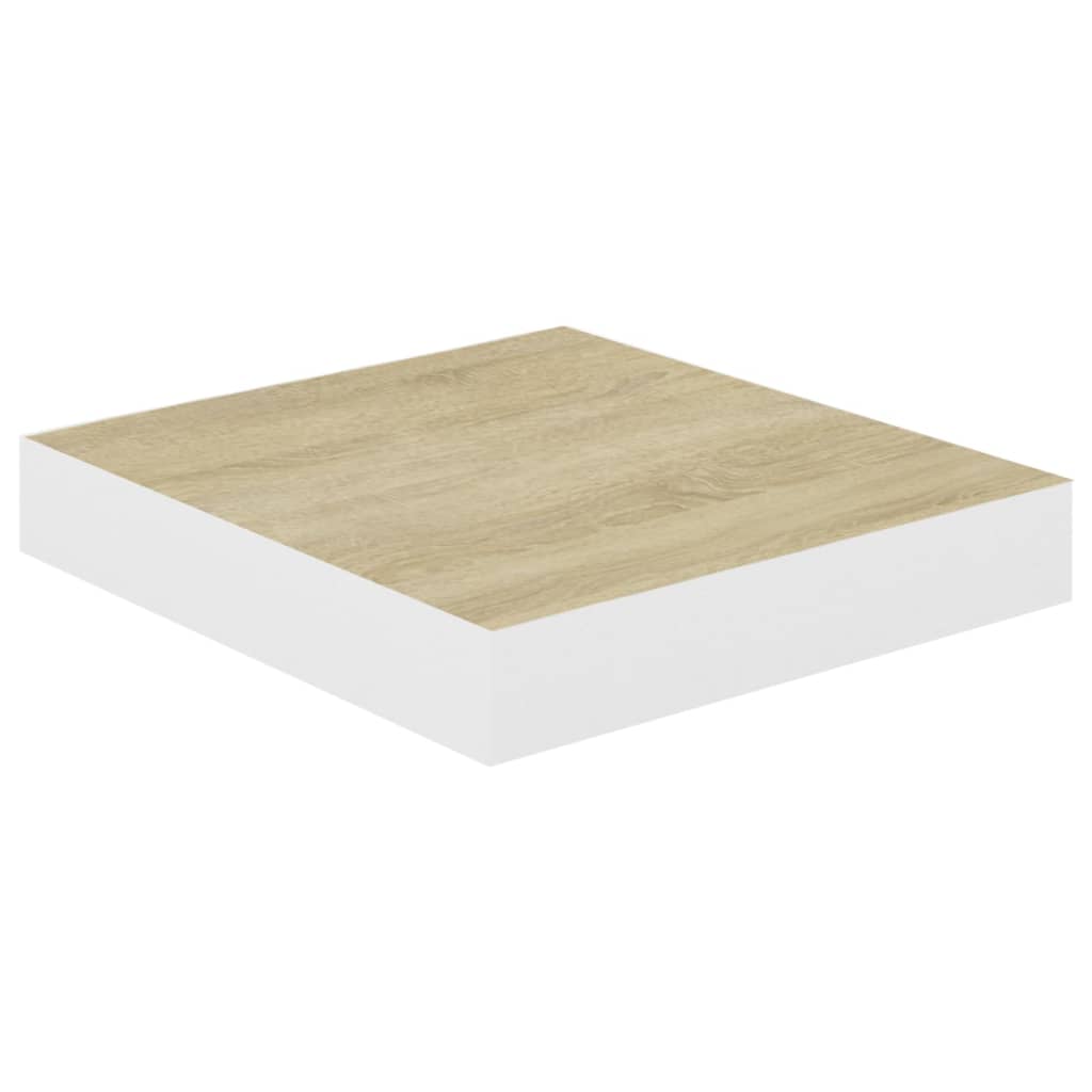 Vegghylle Flytende eik og hvit 23x23,5x3,8 cm MDF