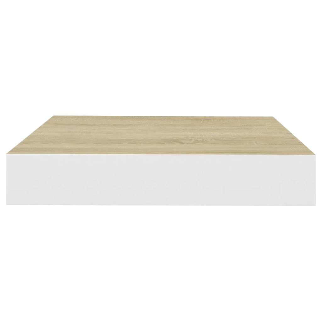 Vegghylle Flytende eik og hvit 23x23,5x3,8 cm MDF