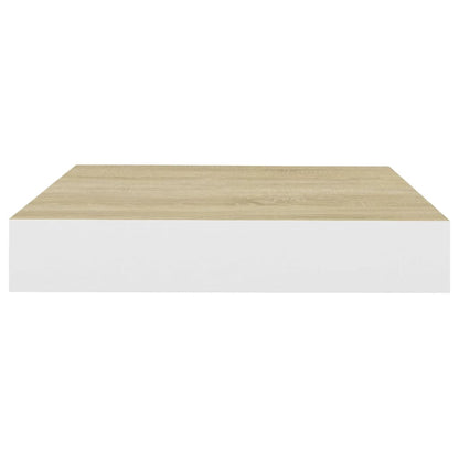 Vegghylle Flytende eik og hvit 23x23,5x3,8 cm MDF