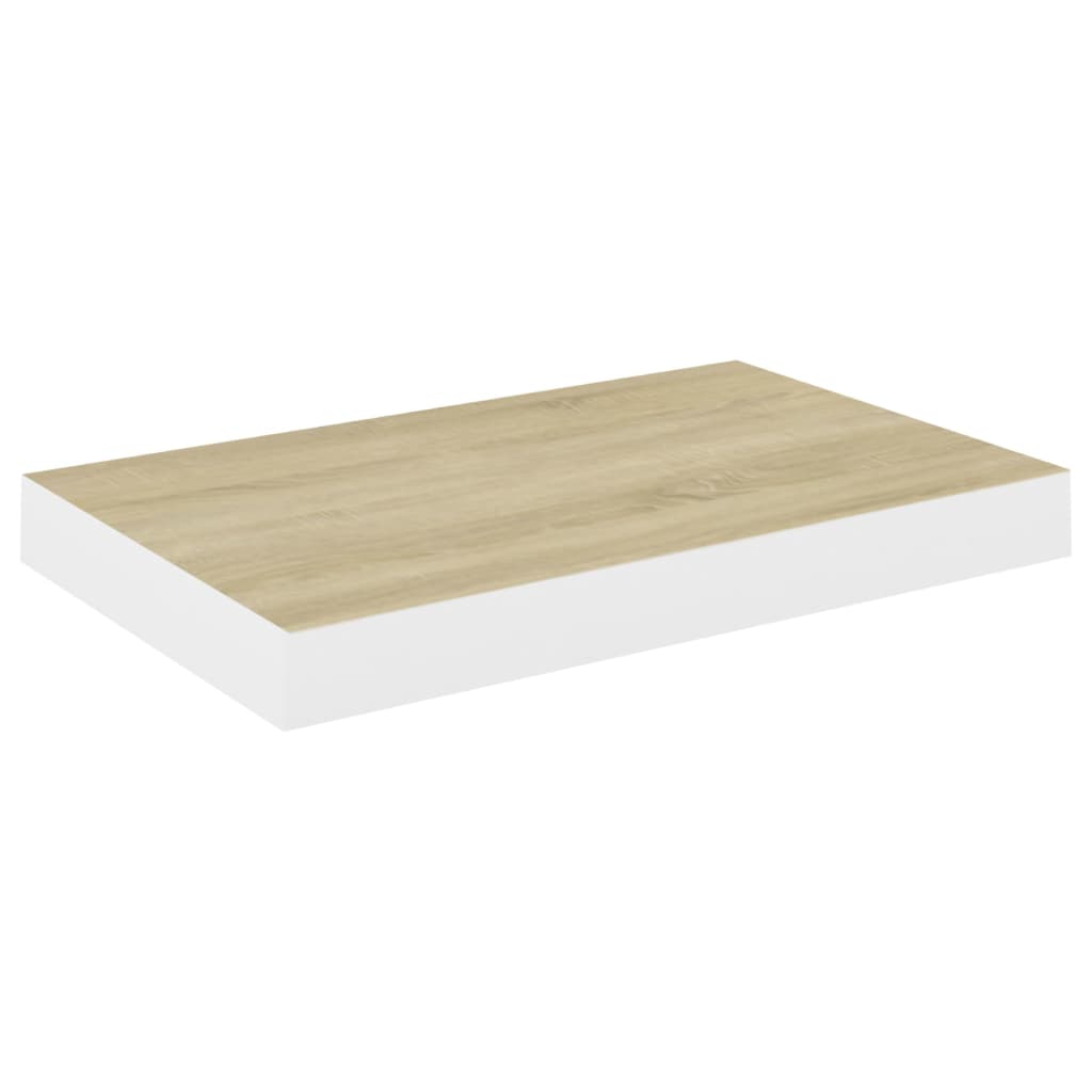 Vegghylle Flytende eik og hvit 40x23x3,8 cm MDF