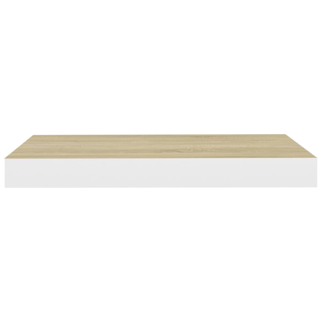 Vegghylle Flytende eik og hvit 40x23x3,8 cm MDF