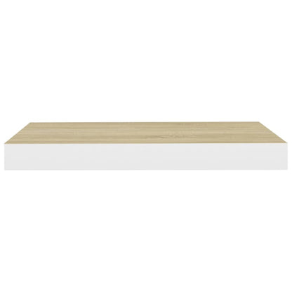 Vegghylle Flytende eik og hvit 40x23x3,8 cm MDF