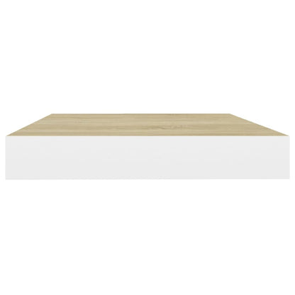 Vegghylle Flytende eik og hvit 40x23x3,8 cm MDF