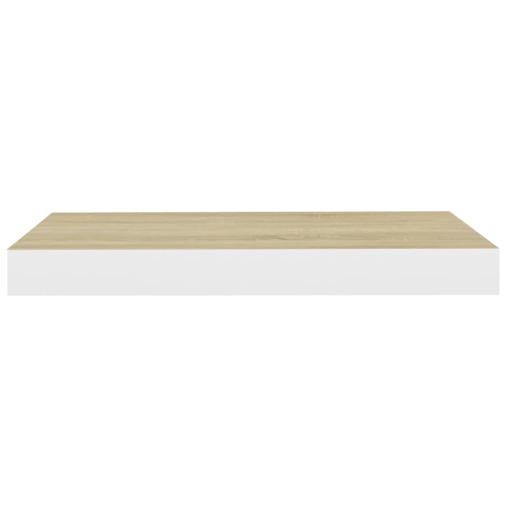 Vegghylle Flytende eik og hvit 50x23x3,8 cm MDF