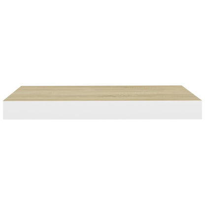 Vegghylle Flytende eik og hvit 50x23x3,8 cm MDF