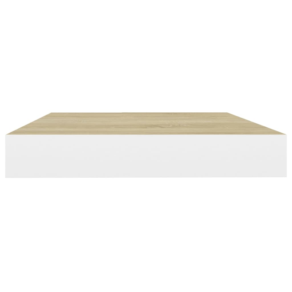 Vegghylle Flytende eik og hvit 50x23x3,8 cm MDF